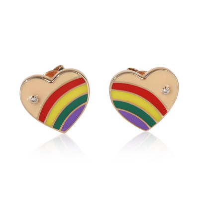 Rose Gold Diamond & Rainbow Enamel Earrings
