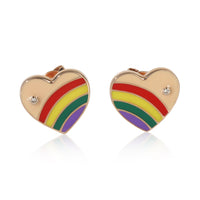 Rose Gold Diamond & Rainbow Enamel Earrings