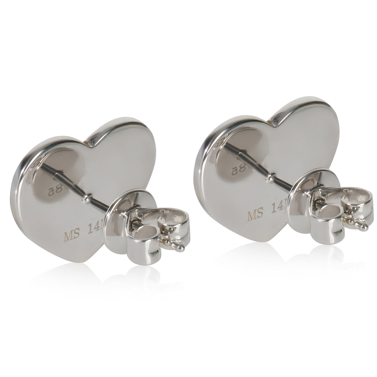 White Gold Opal Blue Enamel Earrings