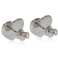 White Gold Opal Blue Enamel Earrings