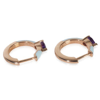 Rose Gold Amethyst Light Blue Enamel Huggie Earrings