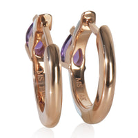 Rose Gold Amethyst Light Blue Enamel Huggie Earrings
