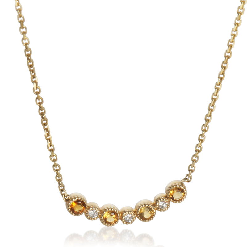 Yellow Gold Citrine and Diamond Pendant