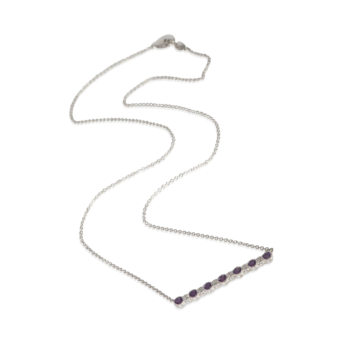 White Gold Amethyst and Diamond Pendant