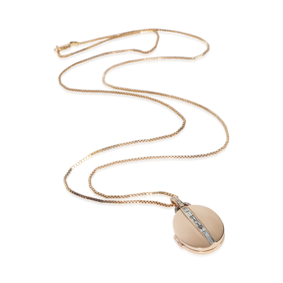 Rose Gold Diamond Oval Locket Pendant