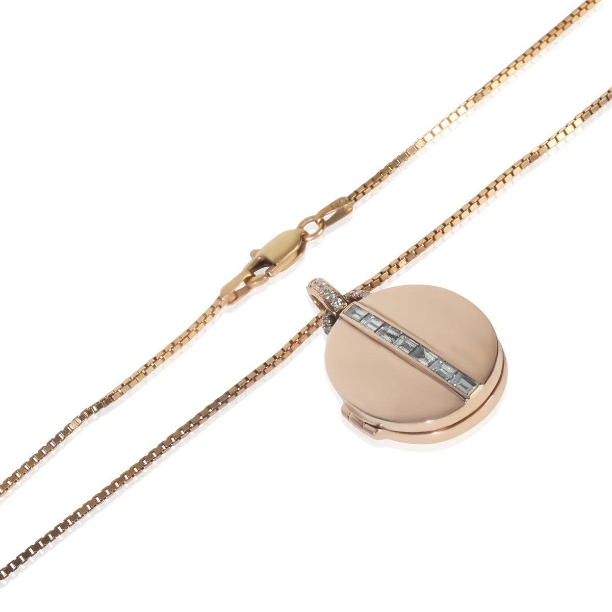 Rose Gold Diamond Oval Locket Pendant