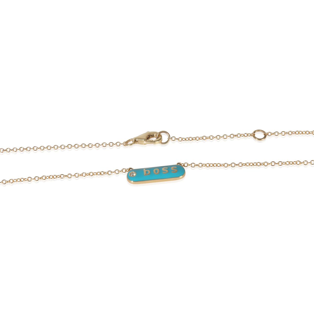 Yellow Gold Diamond Blue Enamel Boss Pendant