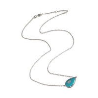 White Gold Diamond Teal Enamel Pendant