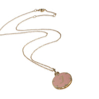 Yellow Gold Diamond Pink Enamel Initial J Pendant