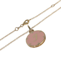 Yellow Gold Diamond Pink Enamel Initial J Pendant