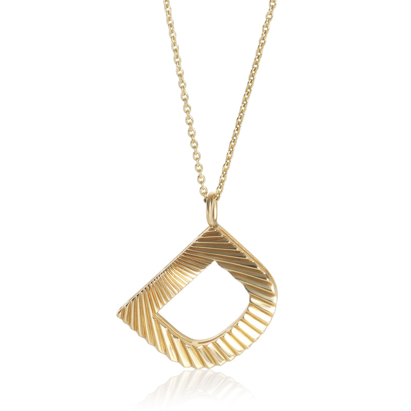 Yellow Gold  Sunburst Initial D Pendant