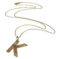Yellow Gold  Sunburst Initial K Pendant