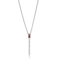 White Gold Ruby and Diamond Stick Pendant