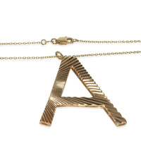 Yellow Gold  Large Fluted Initial A Pendant