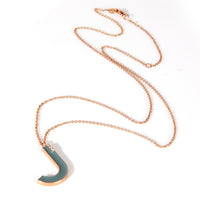 Rose Gold Diamond Large Blue Enamel Initial J Pendant