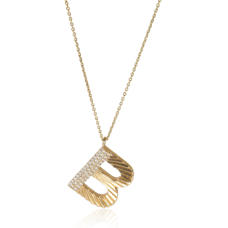Yellow Gold Diamond Large Initial B Pendant