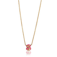 Yellow Gold  Hot Pink Enamel Mini Initial S Pendant