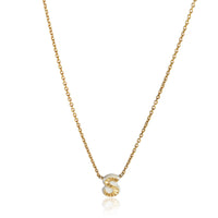 Yellow Gold  Cream Enamel Mini Initial S Pendant
