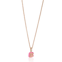 Rose Gold Diamond Hot Pink Enamel Mini Initial B Pendant