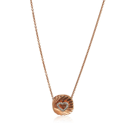 Rose Gold Diamond Oval Disc With Heart Pendant