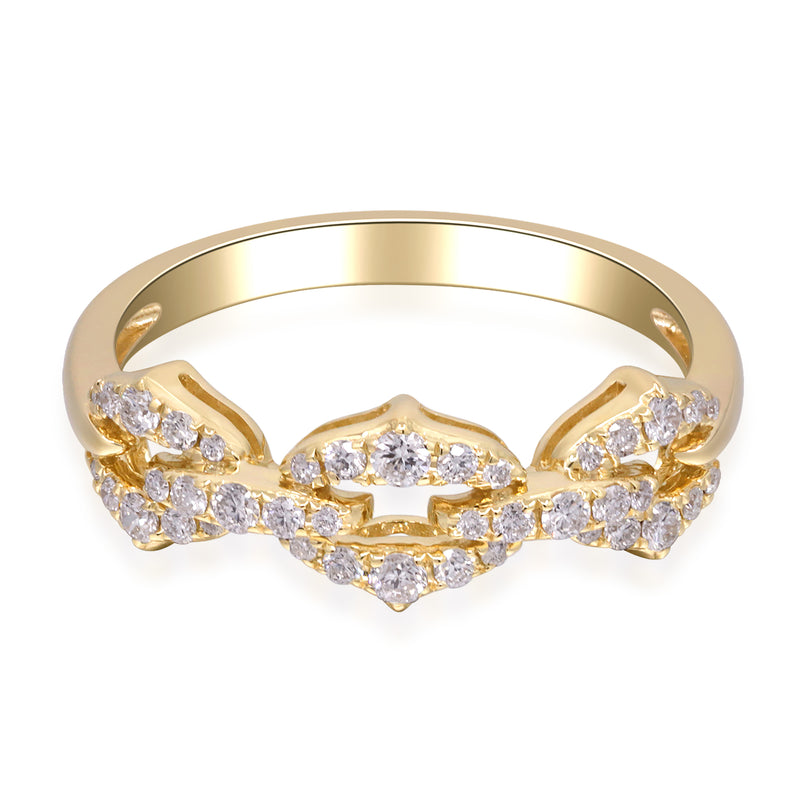 Yellow Gold Diamond Chain Link Ring