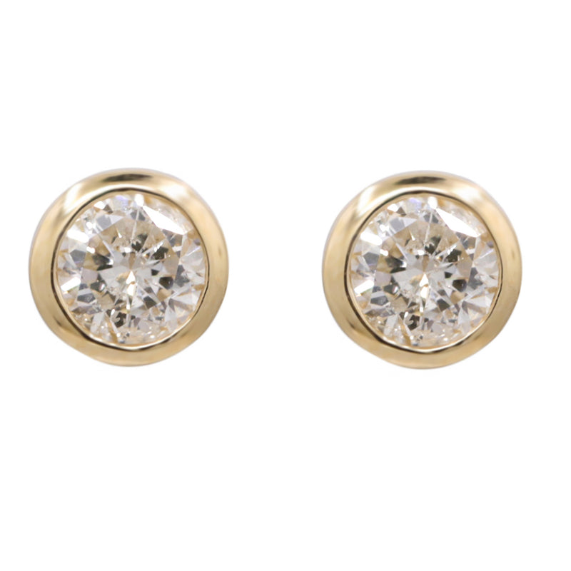 Yellow Gold Diamond Bezel Set Stud Earrings