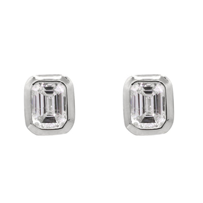 White Gold Diamond Bezel Set Earrings