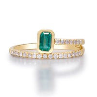 Yellow Gold Emerald and Diamond Ring