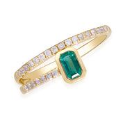 Yellow Gold Emerald and Diamond Ring