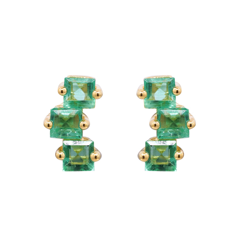 Yellow Gold Emerald Earrings