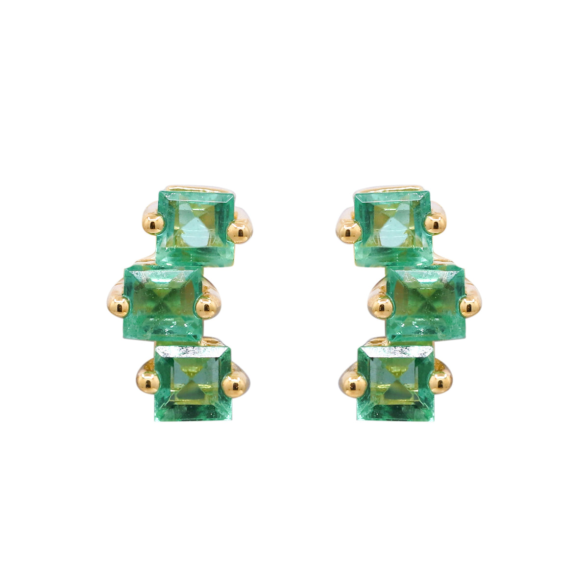 Yellow Gold Emerald Earrings