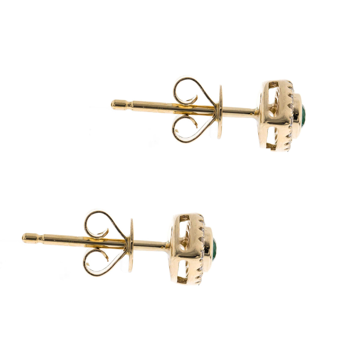 Yellow Gold Emerald and Diamond Evil Eye Earrings