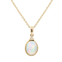Yellow Gold Opal and Diamond Pendant