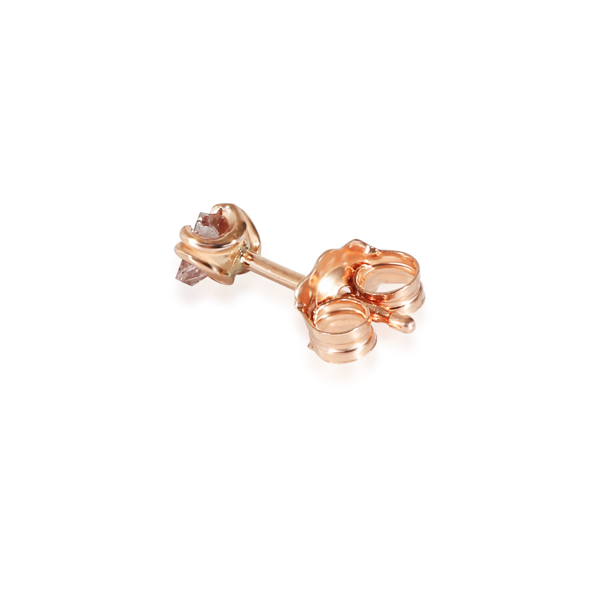 GIA  Certified Trilliant Fancy Pink Single Diamond Stud 14K Rose Gold I1 0.11 CT