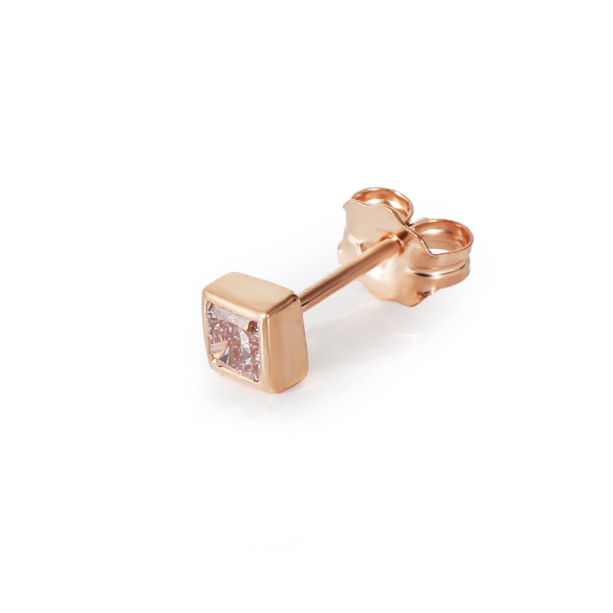 Fancy Pink Diamond Stud Earring in 14K Rose Gold (0.16 CT Pink/I1)