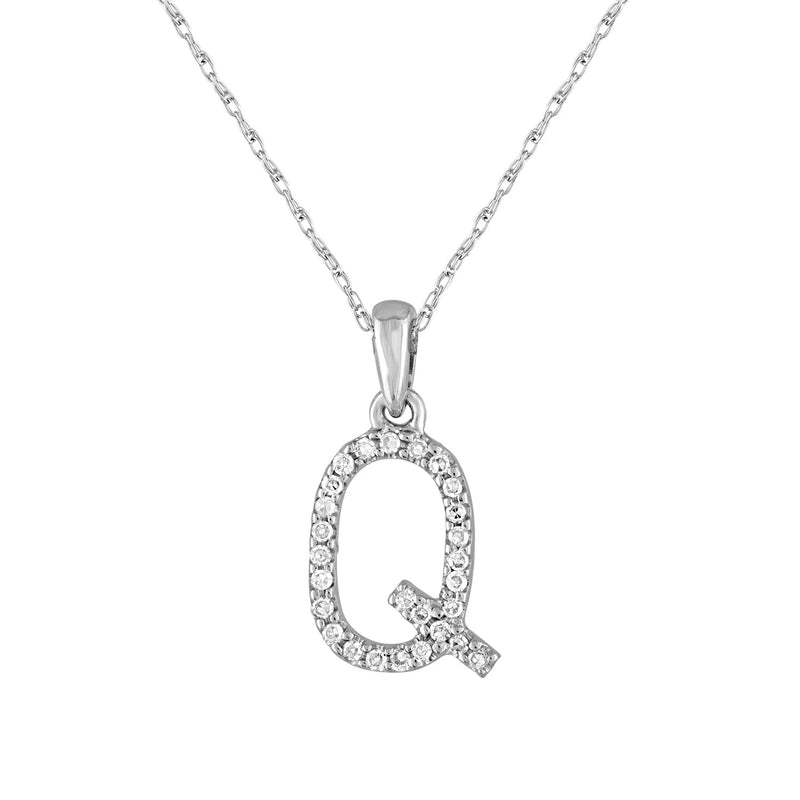 Diamond Initial Q Necklace in 14K White Gold