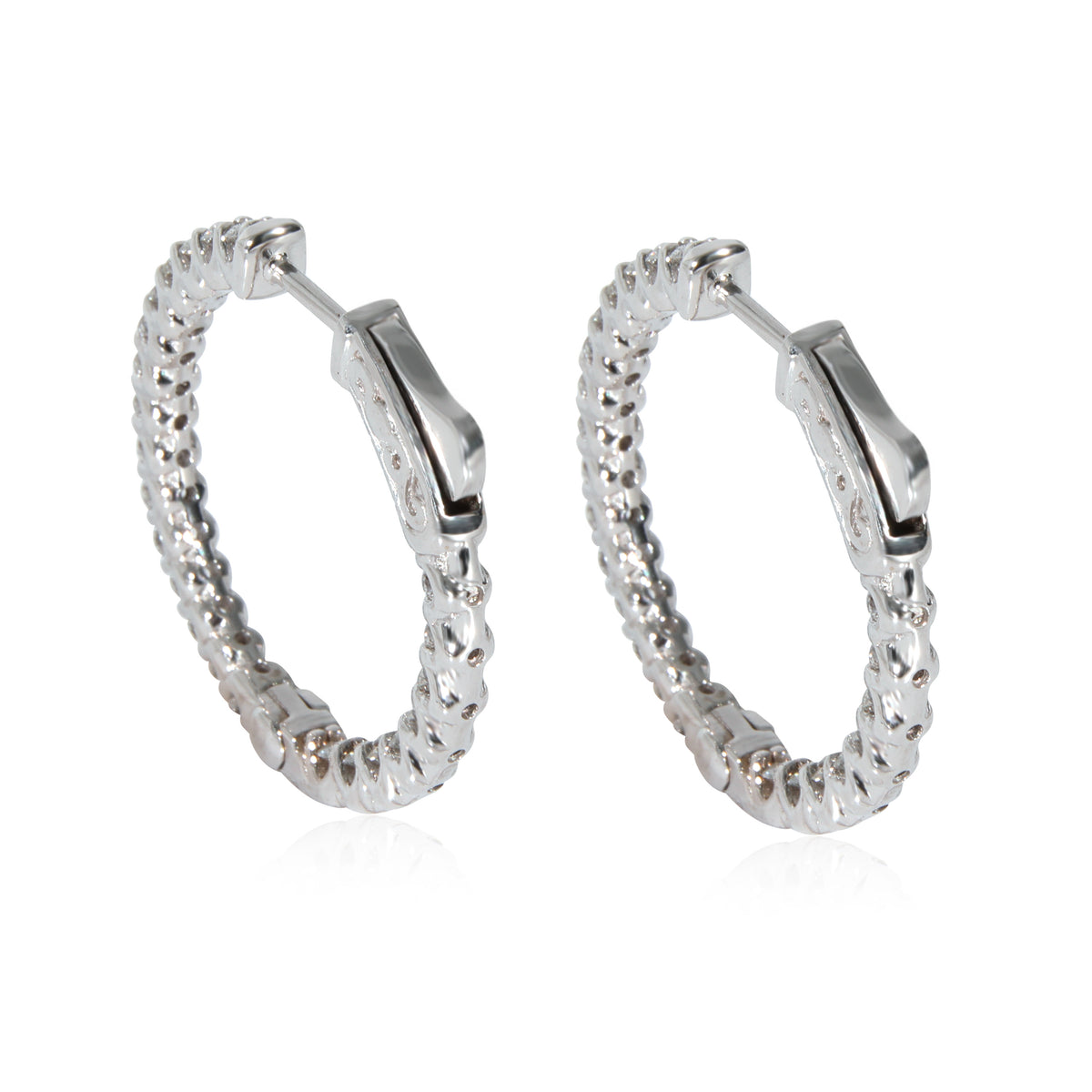 Diamond In and Out Hoop Earrings in 14K White Gold (1.20 CTW G-H/SI)