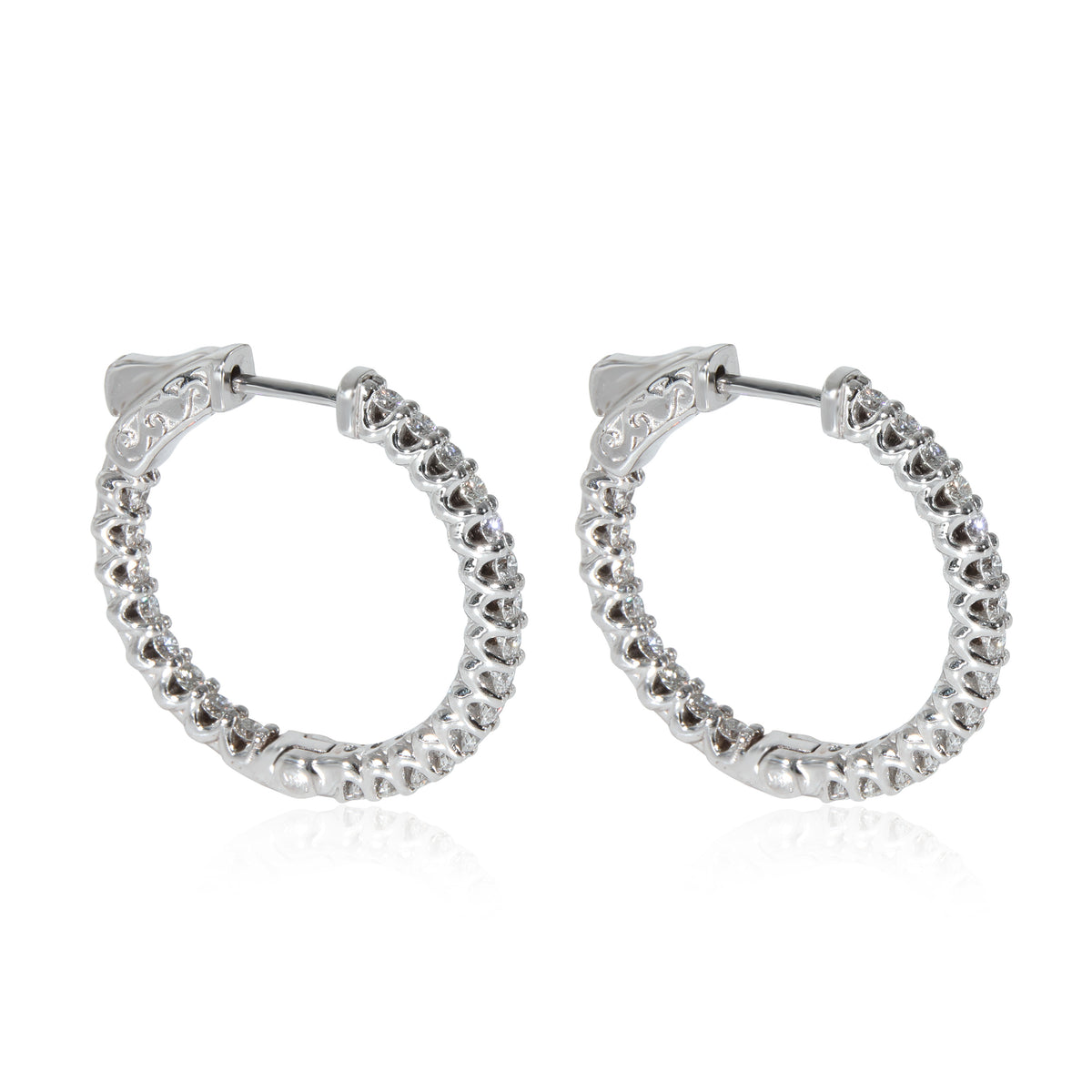 Diamond In and Out Hoop Earrings in 14K White Gold (1.20 CTW G-H/SI)