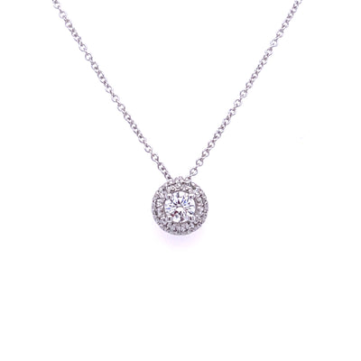 Diamond Halo Necklace in 14K White Gold (1/3 Ctw) on a Chain