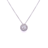 Diamond Halo Necklace in 14K White Gold (1/3 Ctw) on a Chain