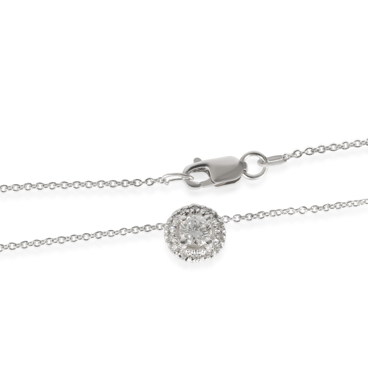 Diamond Halo Necklace in 14K White Gold (1/3 Ctw) on a Chain