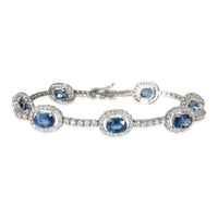 Sapphire & Diamond 7 Station Bracelet (7.20 CTW Sapphires)