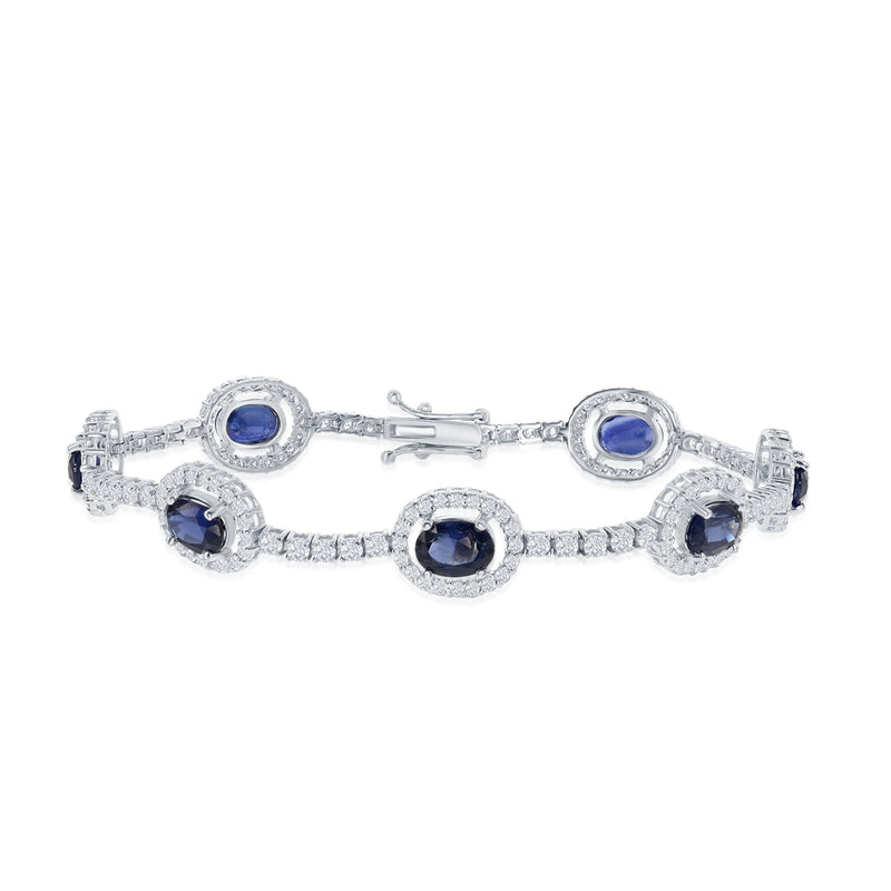 Sapphire & Diamond 7 Station Bracelet (7.20 CTW Sapphires)