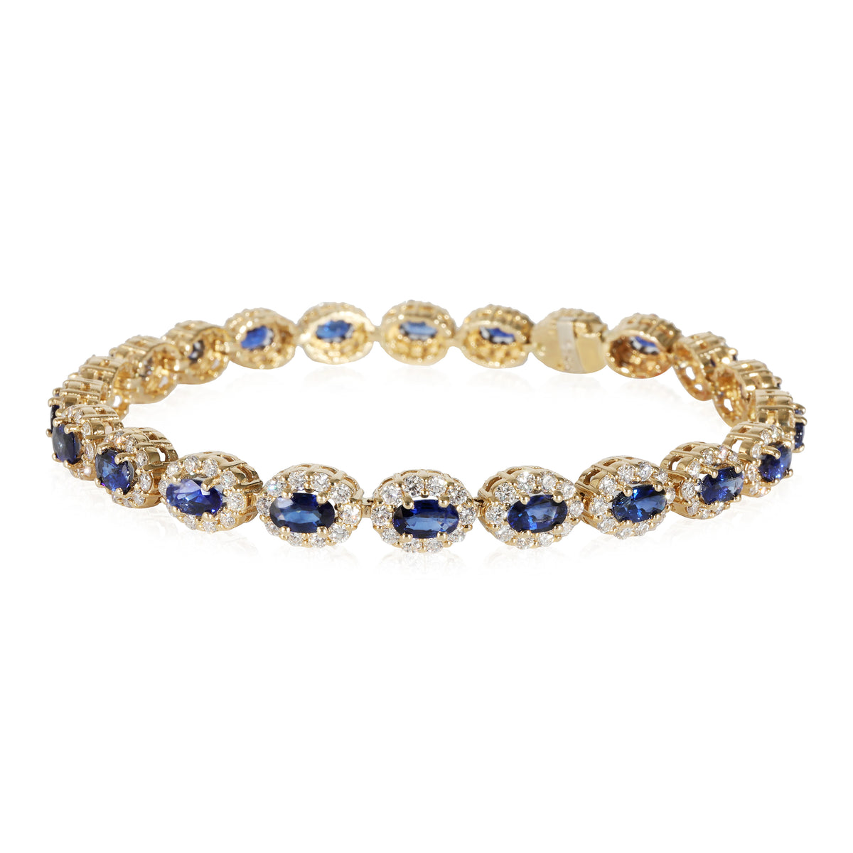 Diamond & Sapphire Linked Ovals Bracelet in 14K Yellow Gold (9.45 CTW Sapphires)