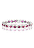 Diamond & Ruby Oval Linked Bracelet in 14K White Gold (6.10 CTW Rubies)