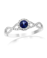 Sapphire & Diamond Infinity Shank Ring in 14K White Gold (0.29 ct Sapphire)