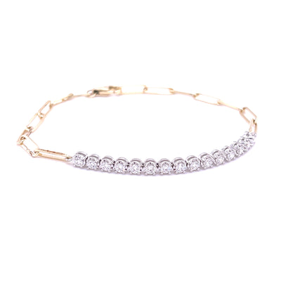 Diamond Paperclip Bracelet in 14K Yellow & White Gold (3/4 CTW)