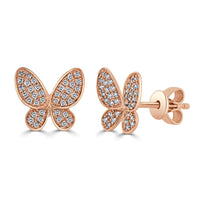 Diamond Butterfly Stud Earrings in 14K Rose Gold (0.20 CTW)