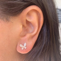 Diamond Butterfly Stud Earrings in 14K Rose Gold (0.20 CTW)