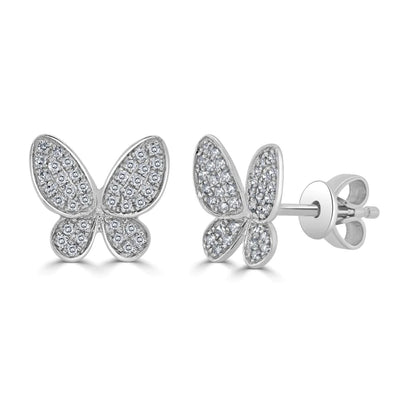 Diamond Butterfly Stud Earrings in 14K White Gold (0.20 CTW)